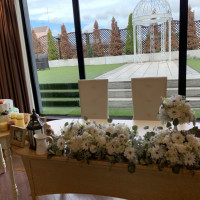 披露宴会場の新郎、新婦の席