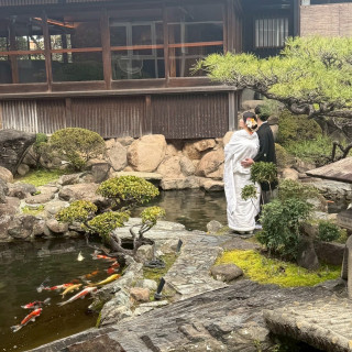 庭園での前撮りの時の写真