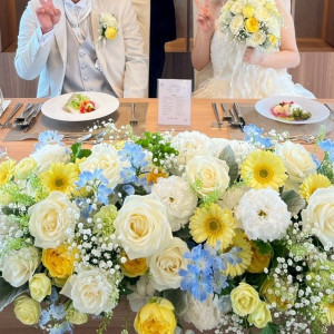 新郎新婦高砂のお花|745576さんのザ マグナス 東京（THE MAGNUS TOKYO)の写真(2426607)