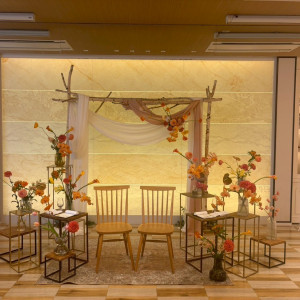 オレンジ、黄色でまとめてテーブルに置いてもらって抜け感！|745603さんのAILE d'ANGE garden（エル・ダンジュ ガーデン）の写真(2422190)