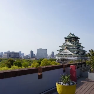 ウェルカムパーティで屋上にあがります