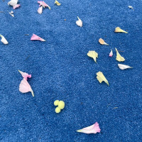 フラワーシャワーにボンボンで作ったミッキー