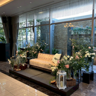 グリーン多めに白、ピンク、ブルーを入れたいとお願いしました。