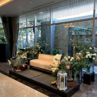 グリーン多めに白、ピンク、ブルーを入れたいとお願いしました。