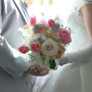 春らしいお花いれて
可愛いブーケを作ってもらいました