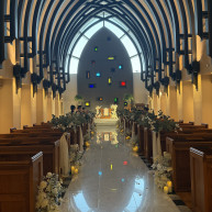 バージンロードがとても長いです。