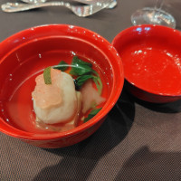 日本料理 一期より 帆立つみれなどが入った椀物