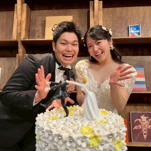 ケーキトッパーは持ち込みです！ケーキのお花のクリーム可愛い！|748239さんのTHE LUIGANS Spa & Resort(ザ・ルイガンズ．スパ＆リゾート)の写真(2437137)