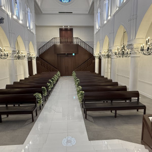 天井が高く開放的で、座席の広さも余裕がありました。|748478さんのアルカンシエル luxe mariage 大阪（アルカンシエルグループ）の写真(2438162)
