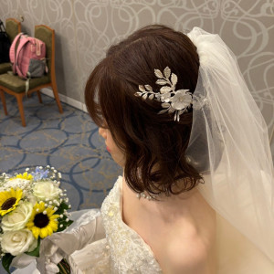 ドレス、髪飾り、ブーケ|750292さんのオークラ千葉ホテルの写真(2450591)