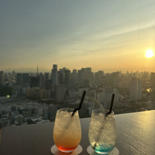 ウェルカムドリンクと夕陽