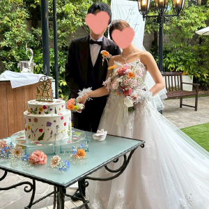ケーキ入刀は会場内かガーデンかで選択できました。|750855さんのアイネスヴィラノッツェ宝ヶ池（クラウディアホールディングスグループ）の写真(2458402)