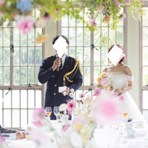 白のテーブルクロスにしたのでカラフルな花が映えました|750938さんのTHE SODOH HIGASHIYAMA KYOTO（ザ ソウドウ 東山 京都）の写真(2463981)