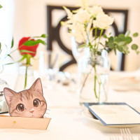 プランナーさんが愛猫の席札を作ってくれて感動