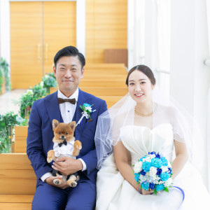 挙式前に愛犬と一緒に家族写真を撮ってもらいました|751552さんのホテルボストンプラザ草津の写真(2485022)