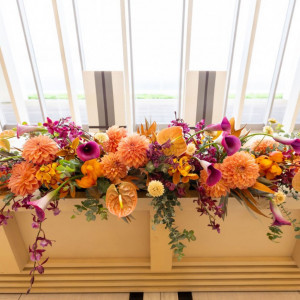 高砂装花。後ろはオーシャンビュー|752360さんのノートルダムマリノア/FIVESTAR WEDDINGの写真(2472360)