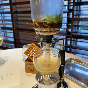 コーヒーサイフォンで作る特製スープ（最高）|753661さんのリストランテKubotsu （ひらまつウエディング）の写真(2467769)
