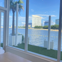 海上の会場だから海とドームを同じ画面に収めることができる