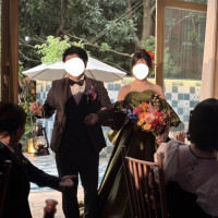 お色直しはテラスから入場しました