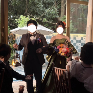 お色直しはテラスから入場しました|754391さんのアルタビスタガーデンの写真(2471570)
