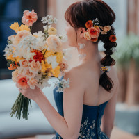 ブーケに合わせてヘアにも生花も使えました