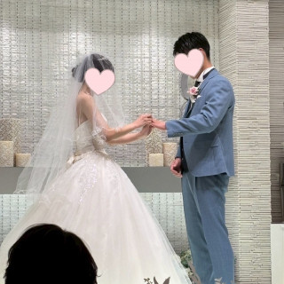 指輪交換です。練習すれば良かったなって話しました。