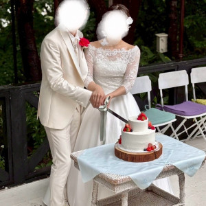 テラスでケーキ入刀|757971さんのブランシュメゾン・エ・コートダジュールの写真(2474635)