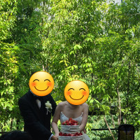 ケーキセレモニーのシーンです。バックの笹がとてもきれい