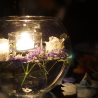 ゲストテーブルの水中花です。とても綺麗でした。