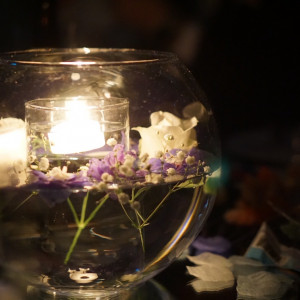 ゲストテーブルの水中花です。とても綺麗でした。|758476さんのアールベルアンジェ奈良の写真(2581039)