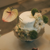 バタークリームケーキです
会場装花とお揃いにデコレーション