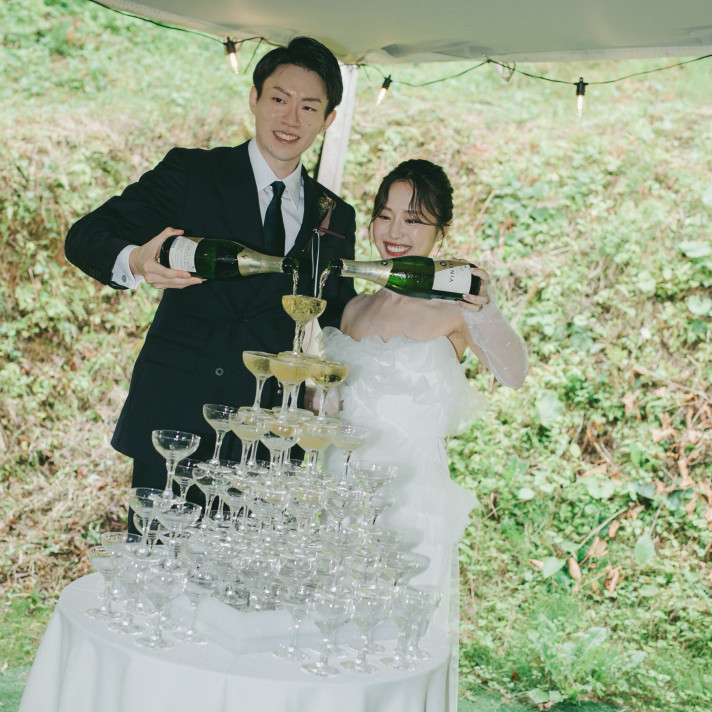 シャンパンタワーもすごく盛り上がりました