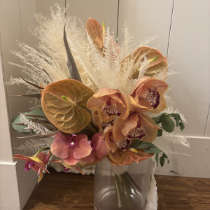 ドライフラワーと生花を組み合わせたウェディングブーケ|758928さんのInStyle wedding KYOTO/テイクアンドギヴ・ニーズウェディングの写真(2479217)