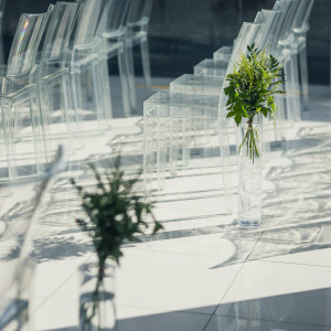 チャペルの装花はシンプルにグリーンにしました。|759340さんのTAKASAKI MONOLITH ~高崎モノリス~の写真(2557808)