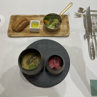 茶碗蒸し、しば漬けピラフ、アヒージョ