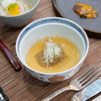 濃厚なフォアグラフランと茄子の炊き合わせです