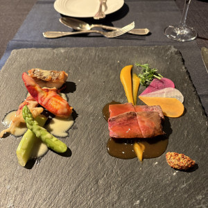 試食　魚介と肉のワンプレート|762363さんのシェラトン・グランデ・トーキョーベイ・ホテルの写真(2494650)
