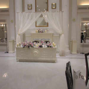 披露宴会場の新郎新婦の席の写真です。
可愛くしてもらいました|763874さんのアーククラブ迎賓館（郡山）/テイクアンドギヴ・ニーズウェディングの写真(2502295)