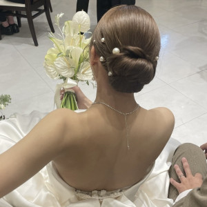 ブーケとヘアセット|764565さんのアーセンティア迎賓館（浜松）/テイクアンドギヴ・ニーズウェディングの写真(2505402)