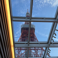挙式会場で上を見上げると映る東京タワー