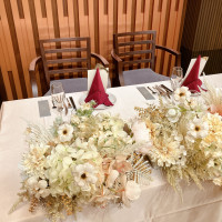 披露宴会場の新郎新婦席