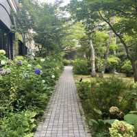 ロビーから中庭への通路
