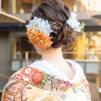 和装の髪型(生花)