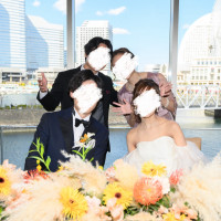 みなとみらいバックに写真撮影