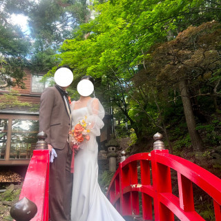披露宴終了後に、庭園で写真撮影をしてくださりました！