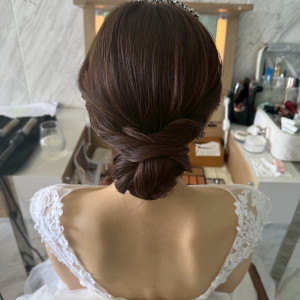 宿泊している部屋でヘアメイク|766505さんのハレクラニ沖縄の写真(2515513)