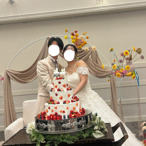 ケーキ入刀とってもかわいいケーキでした|766983さんのアールベルアンジェ名古屋の写真(2517248)
