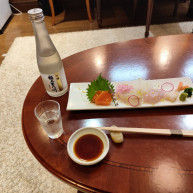 控室で食べたお刺身です