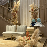 後ろの装花とライト、カーテンはオプションです、綺麗でした