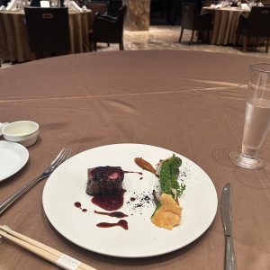 試食会メイン料理。
アップグレード品であるが非常に美味。|769030さんのIRIS WATER TERRACE AYAMEIKE（イリスウォーターテラスあやめ池）の写真(2527338)